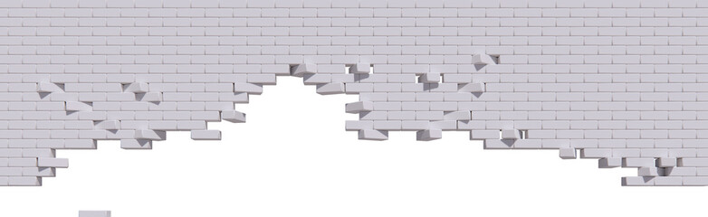 Broken brick wall 3d render