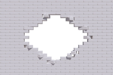 Broken brick wall 3d render