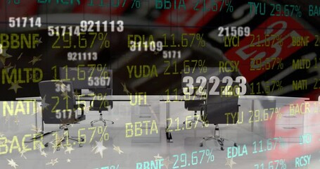 Animation of roulette and office over data processing - Powered by Adobe