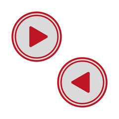 Red round play buttons. Digital business. Vector illustration.