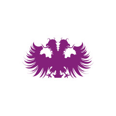  Double-headed eagle with purple color logotype vector template on white background