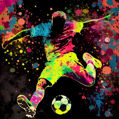 colorful football player with ball
