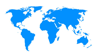 Blue world map design isolated on white background - vector illustration