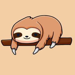 Cute chibi sloth kawaii illustration lazy sloth sleepy graphic vector