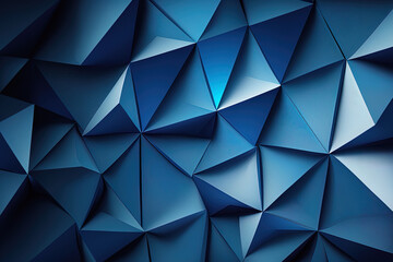 Triangular background in deep BLUE. A gradient filled, colorful abstract drawing. brand new aesthetic for your corporate identity. Generative AI