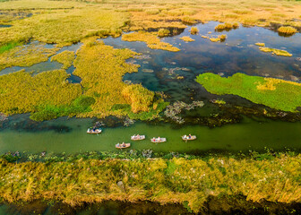 Naklejka premium Aerial view of Van Long Natural Reserve, Vietnam