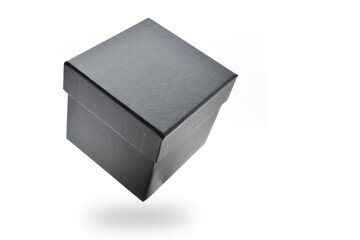 black paper box on white background, packaging industry