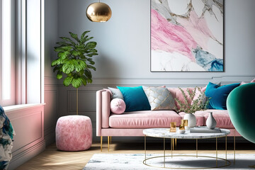 Contemporary living room design. Generative AI