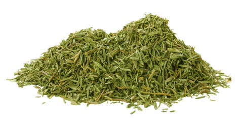 Pile of dried thyme isolated on white