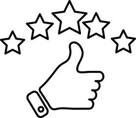 Five stars rating review icon. Feedback, Best seller, Quality icon isolated on white background..eps