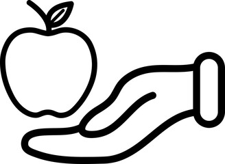 Hand holding an apple. Fruit icon. Vector illustration..eps
