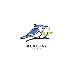 Blue jay bird vector icon illustration logo design