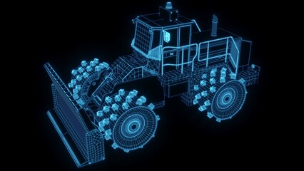 3D rendering illustration tractor for architecture or agriculture blueprint glowing neon hologram futuristic show technology security for premium product business finance  © KengVit14