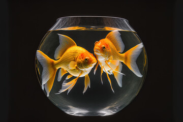 Naklejka na ściany i meble There is a space between two goldfish. taken using a 5D Mark III in a studio. Generative AI