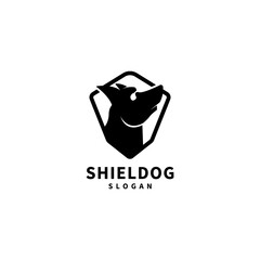 dog in a shield icon logo design illustration