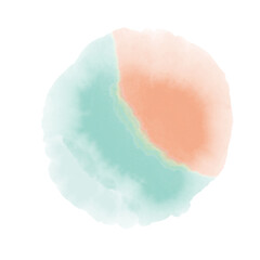 水彩の円　テクスチャー　緑色とオレンジ
