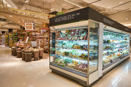 BANGKOK, THAILAND - CIRCA JANUARY, 2020: interior shot of Gourmet Market supermarket in Bangkok.