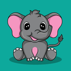 artwork illustration and t shirt design cute animal character design baby elephant
