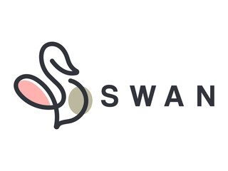 Luxury outline swan logo icon design vector