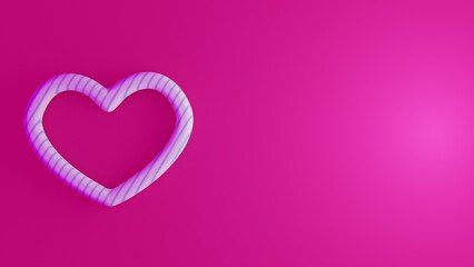 Hearts Colorful Decorate on Pink Background. Valentines Day 3D Illustration. Celebration Love Symbol Romantic Design.