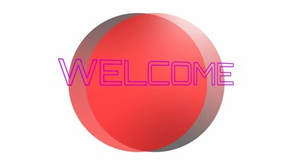 Animation of welcome text with circles against white background - Powered by Adobe