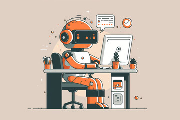 Robot working in the office made with Generative AI