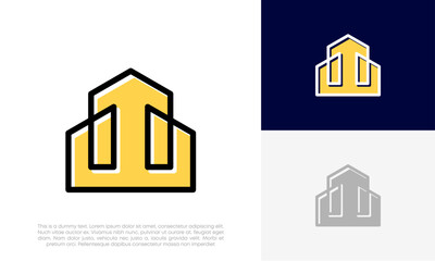 real estate, home abstract line logo design vector