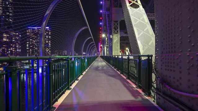 Brisbane, Australia - Hyperlapse Of Walking Across The Story Bridge