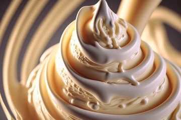 Delicious vanilla ice cream, illustration created by generative AI.