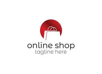 Online Shop Logo designs Template. Illustration vector graphic of shopping cart and shop bag combination logo design concept. Perfect for Ecommerce, sale, discount or store web element. Company emblem