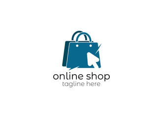 Online Shop Logo designs Template. Illustration vector graphic of shopping cart and shop bag combination logo design concept. Perfect for Ecommerce, sale, discount or store web element. Company emblem