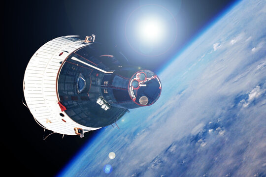 Spaceship to the moon. Elements of this image furnished by NASA