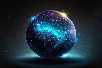 Plakat a faint globe glimmer against dark backgrounds. Generative AI
