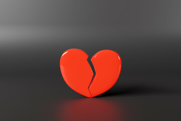broken red love in 3d rendering design.