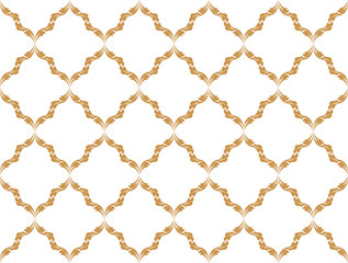 Naklejka premium Abstract geometry pattern in Arabian style. Seamless vector background. White and gold graphic ornament. Simple lattice graphic design