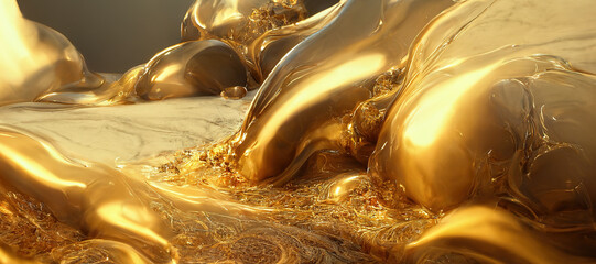 golden fluid texture blobs background
