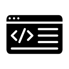 Writing Syntax Code with Window of a Software in solid glyph Icon. Coding, Programming Symbol