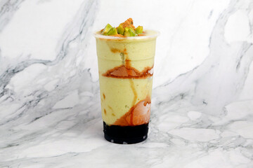 Freshly made avocado flavored shake