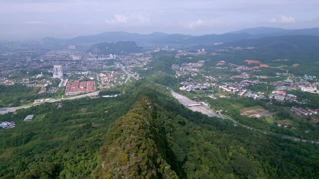 Drone shot Bukit Tabur part of Klang Gates Quartz Ridge