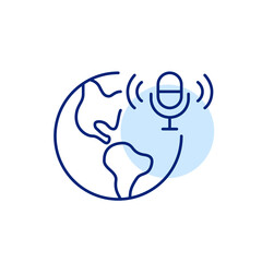 Podcast or radio with global coverage. Pixel perfect, editable stroke line icon