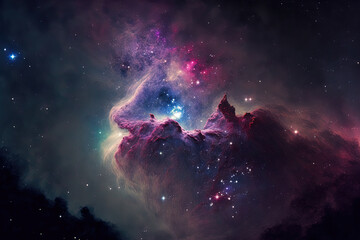 Fototapeta na wymiar Nebula in the background of a starry sky. Generative AI