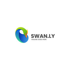 Vector Logo Illustration Swan Gradient Colorful Style.