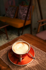 Latte Art in vintage style coffee shop