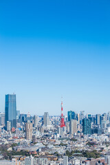 Fototapeta premium 日本の首都東京都の東京タワーとビル郡