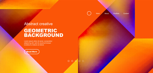 Triangles with fluid gradients, abstract landing page background. Minimal shapes composition for wallpaper, banner, background, leaflet, catalog, cover, flyer