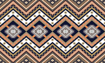 Abstract geometric ethnic pattern design for clothing, fabric, background, wallpaper, wrapping, batik. Knitwear, Pixel pattern, Embroidery style. Vector illustration