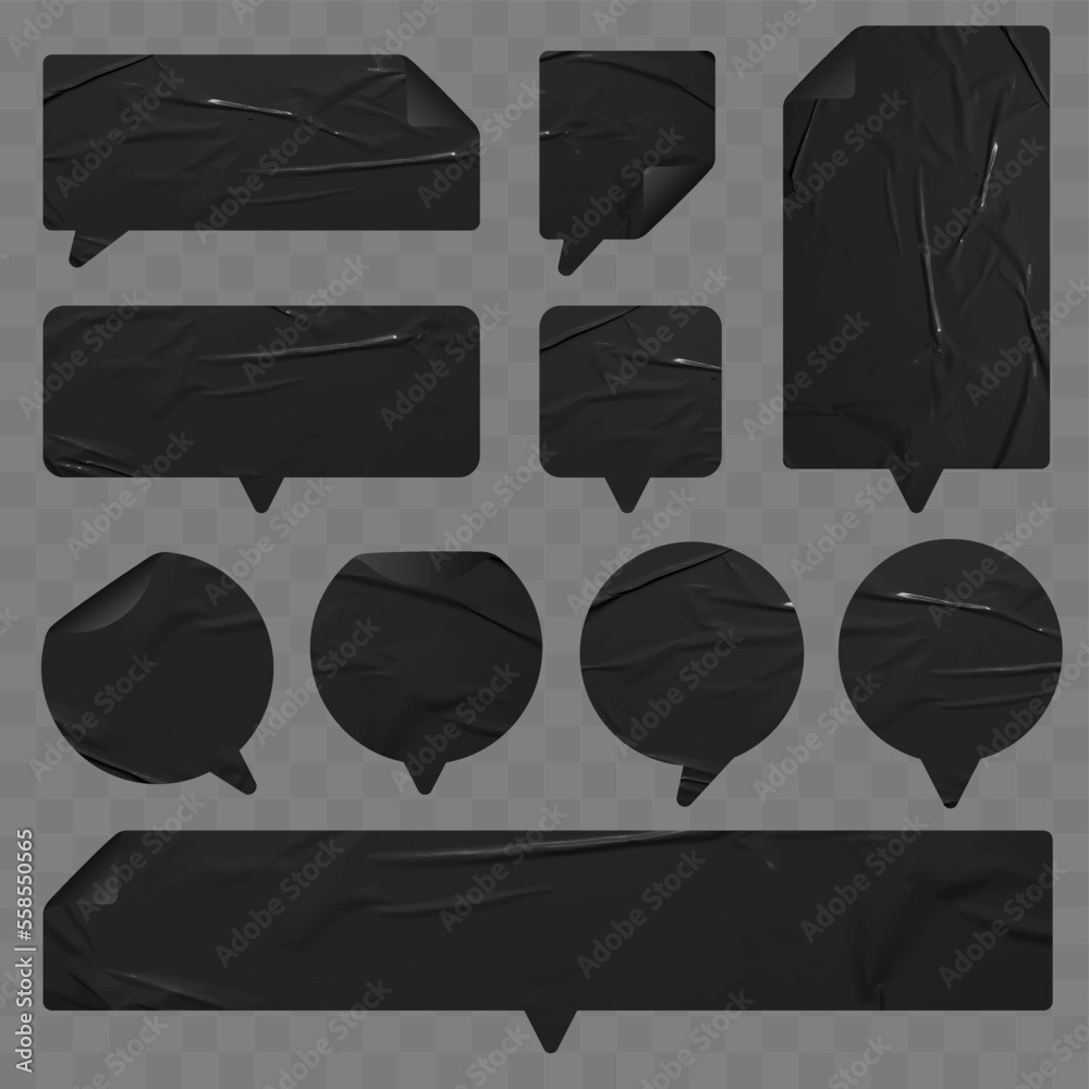 Poster Vector speech bubbles with black Stickers labels tags of different shapes template design