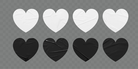 Vector black and white heart shapes stickers banner mock up blank tags labels templates design