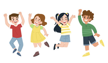 cheerful kids jumping, children's illustration, children's day illustration