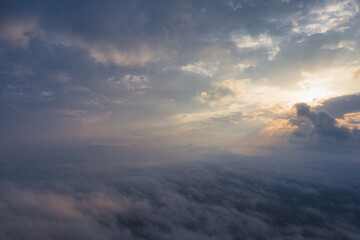 A wonderful dawn above the clouds. Natural background